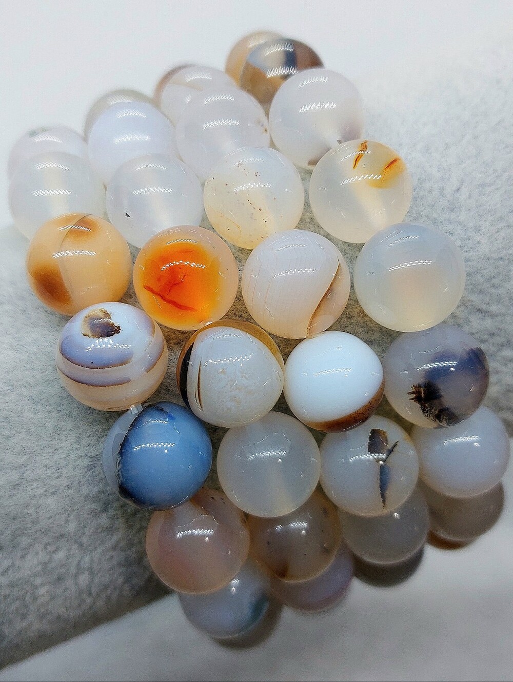🤍 10mm Natural Dendritic White Agate Bracelets